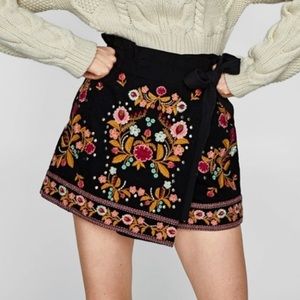 Zara Floral Mini Skort Embroidered